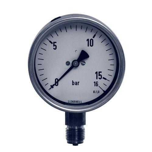 MANOMETER 107011 MESSING 100 MM  -1+15  BAR, u. a. G1/2", KLASSE 1.0